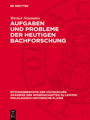 cover image of Aufgaben und Probleme der heutigen Bachforschung